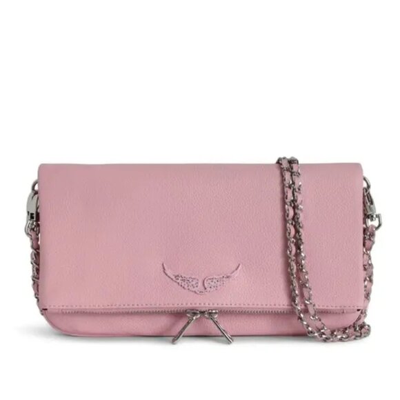 ZADIG & VOLTAIRE Logo Plaque Leather Shoulder Crossbody Bag In Rose NWT - Picture 1 of 9